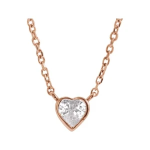 Quineta Natural Diamond Rose Gold Bezel Set Solitaire Pendant Necklace
