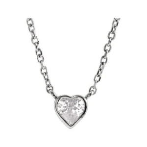 Quineta Natural Diamond Platinum Bezel Set Solitaire Pendant Necklace