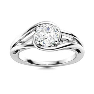 Caraline Lab-Created Round cut 4 Prong  Solitaire Diamond Ring
