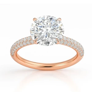  Cleva Lab-Created Diamond Rose Gold 4 Prong Side Stone Engagement Ring