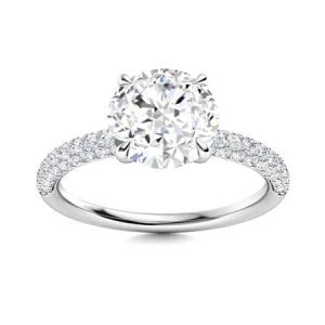  Cleva Lab-Created Diamond Platinum 4 Prong Side Stone Engagement Ring