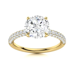  Cleva Lab-Created Diamond Yellow Gold 4 Prong Side Stone Engagement Ring
