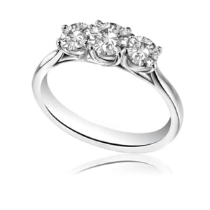Demetrice Lab-Created Round cut 4 Prong  Trilogy Engagement Diamond Ring