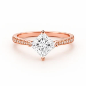 Belet Lab-Created Diamond Rose Gold 4 Prong Side Stone Engagement Ring