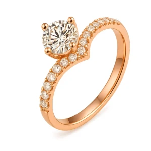 Belisma Lab-Created Diamond Rose Gold 4 Prong Side Stone Engagement Ring