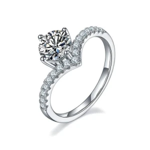 Belisma Lab-Created Diamond Platinum 4 Prong Side Stone Engagement Ring