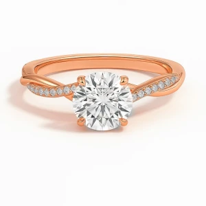 Cher Lab-Created Diamond Rose Gold 4 Prong Side Stone Engagement Ring