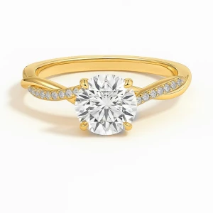  Cher Lab-Created Diamond Yellow Gold 4 Prong Side Stone Engagement Ring