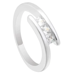 Donita Lab-Created Platinum Tension 3 Stone Diamond Ring