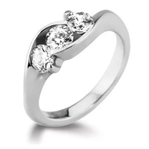 Dustee Lab-Created White Gold Tension 3 Stone Diamond Ring