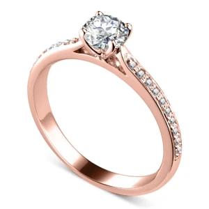  Clarugge Lab Grown Diamond Rose Gold 4 Prong Side Stone Engagement Ring