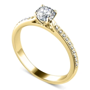  Clarugge Lab-Created Diamond Yellow Gold 4 Prong Side Stone Engagement Ring
