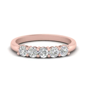 Dawnysia Lab-Created Rose Gold 4 Prong 5 Stone Diamond Ring