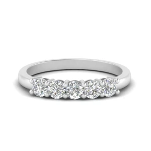 Dawnysia Lab-Created White Gold 4 Prong 5 Stone Diamond Ring