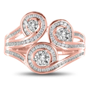 Lydia Natural Rose Gold Prong Statement Diamond Ring