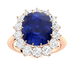 Alyxandria Blue Sapphire Rose Gold  Diamond Ring