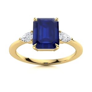 Alene Blue Sapphire Yellow Gold  Diamond Ring