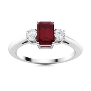 Altessa Natural Ruby Emerald cut  Diamond Ring