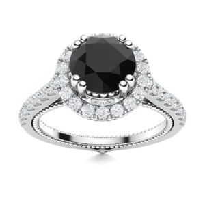 Auriah 0.50 - 2.00 Carat Round cut Black Diamond Engagement Ring