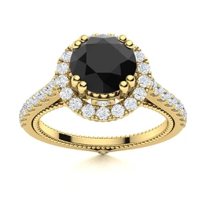 Auriah Yellow Gold Black Diamond Engagement Ring
