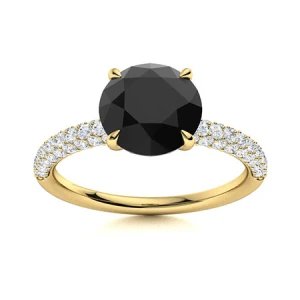  Aynslee Yellow Gold Black Diamond Engagement Ring