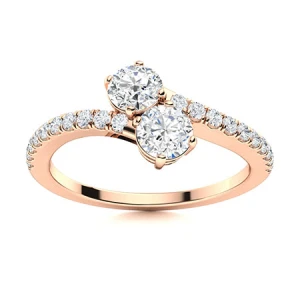 Maylynn Lab Grown Rose Gold 4 Prong Two Stone Diamond Ring