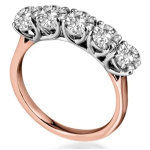Demanda Lab-Created Rose Gold 4 Prong 5 Stone Diamond Ring