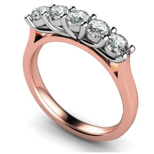 Daylof Lab-Created Rose Gold 4 Prong 5 Stone Diamond Ring