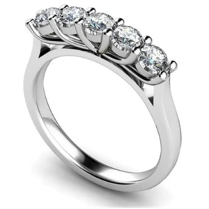 Daylof Lab-Created White Gold 4 Prong 5 Stone Diamond Ring