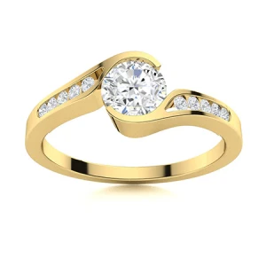 Dulcibella Lab-Created Yellow Gold Tension Promise Diamond Ring