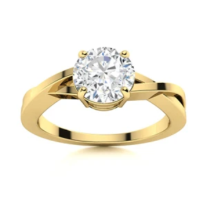 Drueta Lab-Created Yellow Gold 4 Prong Promise Diamond Ring