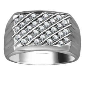 Elena Lab-Created Round cut Channel Set  Mens Diamond Ring