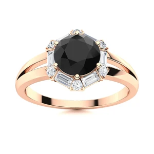 Ailed Rose Gold Black Diamond Engagement Ring