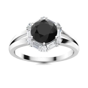 Ailed 0.50 - 2.00 Carat Round cut Black Diamond Engagement Ring