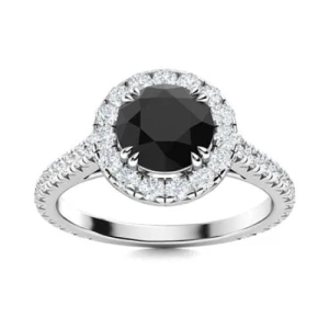 Aloria 0.50 - 2.00 Carat Round cut Black Diamond Engagement Ring