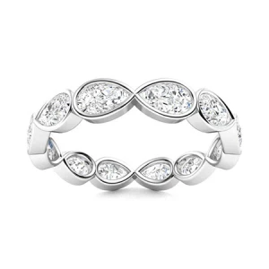 Ediua Lab-Created White Gold Bezel  Diamond Ring