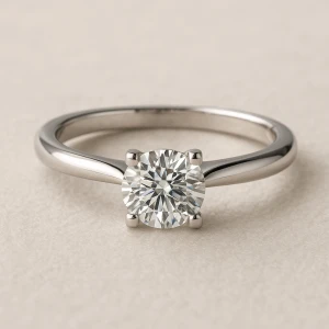  Crystan Natural 4 Prong Solitaire Diamond Ring