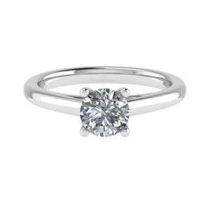 Ceonna Natural Round cut 4 Prong  Solitaire Diamond Ring