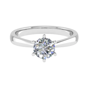 Brooksie Lab-Created Diamond White Gold 6 Prong Classic Solitaire Engagement Ring