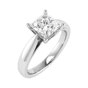 Candis Lab-Created Princess cut 4 Prong  Solitaire Diamond Ring
