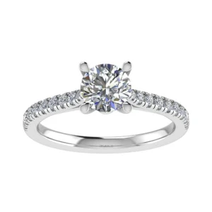 Carine Lab-Created Diamond Yellow Gold 4 Prong Side Stone Engagement Ring