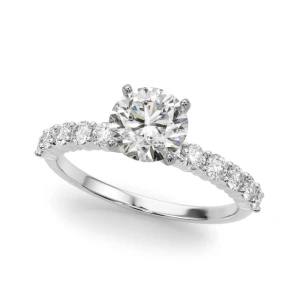 Caral Lab-Created Diamond Round cut 4 Prong  Side Stone Engagement Ring