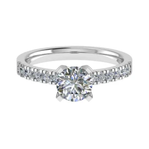 Caetti Lab-Created Diamond Platinum 4 Prong Side Stone Engagement Ring