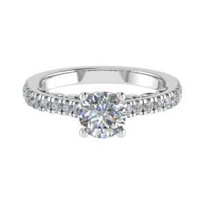 Caldwiella Lab-Created Diamond Platinum 4 Prong Side Stone Engagement Ring