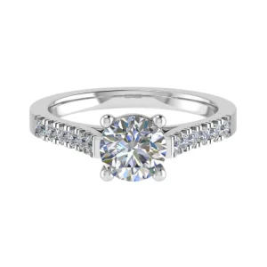 Cayanne Lab Grown Diamond 4 Prong Side Stone Engagement Ring