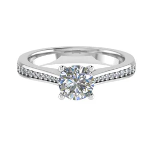 Dannielle Lab-Created Diamond Round cut 4 Prong  Side Stone Engagement Ring