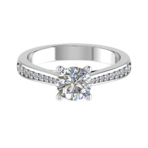 Carlissa Lab-Created Diamond Round cut 4 Prong  Side Stone Engagement Ring