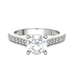 Chestina Lab-Created Diamond Round cut 4 Prong  Side Stone Engagement Ring