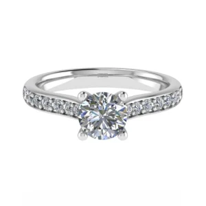 Cyleigh Lab-Created Diamond Yellow Gold 4 Prong Side Stone Engagement Ring