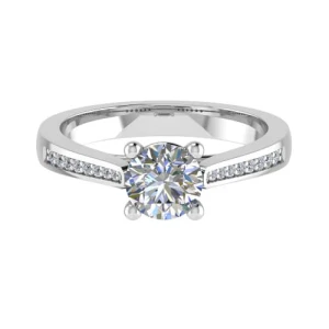  Cherline Lab-Created Diamond Yellow Gold 4 Prong Side Stone Engagement Ring